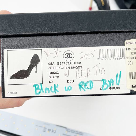 Vintage Chanel Karl Lagerfeld Era y2k Black Red Cap Toe Matchstick Heels EU 40 - Picture 16 of 16